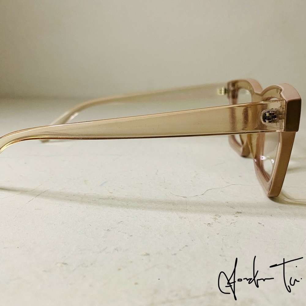 Tan Rectangular Glasses With Bold Design - image 2